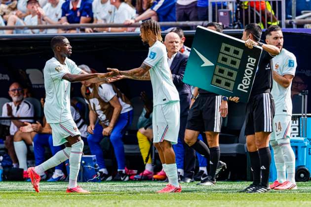 Ousmane Dembele of France is substituted for Bradley Barcola of France , Group I - FIFA World Cup, WM, Weltmeisterschaft, Fussball 2026, Norway v France, Boston Stadium, June 26, 2026, Boston, United States.