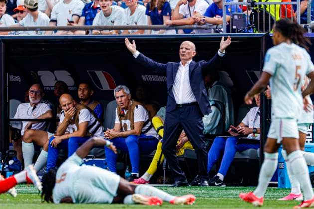 Assistant Coach Guy Stephan of France gestures , Group I - FIFA World Cup, WM, Weltmeisterschaft, Fussball 2026, Norway v France, Boston Stadium, June 26, 2026, Boston, United States.