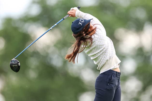 Aline Krauter of Germany hits her tee shot on the third tee during the second round of the 2026 KPMG Women s PGA, Golf Herren Championship at Hazeltine National Golf Club on June 26, 2026 in Chaska, Minnesota. CSM. Chaska USA - ZUMAc04_ 20260626_zma_c04_012 Copyright: xStevenxGarciax