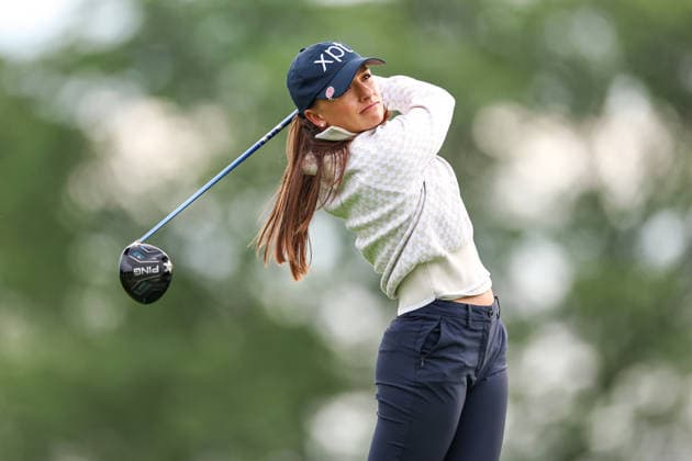 Aline Krauter of Germany hits her tee shot on the third tee during the second round of the 2026 KPMG Women s PGA, Golf Herren Championship at Hazeltine National Golf Club on June 26, 2026 in Chaska, Minnesota. CSM. Golf 2026: KPMG Women s PGA Championship Round Two  - ZUMAc04_ 20260626_zma_c04_013 Copyright: xStevenxGarciax