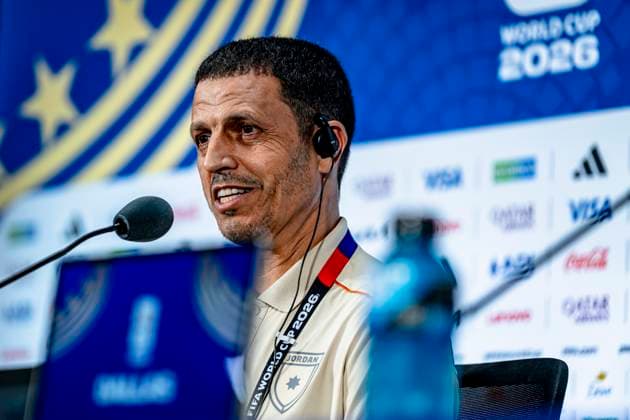 DALLAS - Head coach Jamal Sellami of the Jordan team during the 2026 World Cup, Jordan MD-1 press conference, PK, Pressekonferenz at AT&T Stadium on June 26, 2026, in Dallas, United States. (Photo by Stefan Koops EYE4IMAGES DeFodi Images) - *** DALLAS: Head coach Jamal Sellami of the Jordan team during the 2026 World Cup, Jordan MD 1 press conference at AT&T Stadium on June 26, 2026, in Dallas, United States. Photo by Stefan Koops, EYE4IMAGES, DeFodi Images