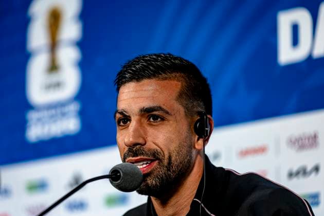 DALLAS - Noor Al-Rawabdeh of Jordan during the 2026 World Cup, Jordan MD-1 press conference, PK, Pressekonferenz at AT&T Stadium on June 26, 2026, in Dallas, United States. (Photo by Stefan Koops EYE4IMAGES DeFodi Images) - *** DALLAS: Noor Al Rawabdeh of Jordan during the 2026 World Cup, Jordan MD 1 Press Conference at AT&T Stadium on June 26, 2026, in Dallas, United States. Photo by Stefan Koops, EYE4IMAGES, DeFodi Images