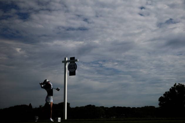 Erika Hara of Japan hits her tee shot on the 11th tee during the second round of the 2026 KPMG Women s PGA, Golf Herren Championship at Hazeltine National Golf Club on June 26, 2026 in Chaska, Minnesota. CSM. Chaska USA - ZUMAc04_ 20260626_zma_c04_124 Copyright: xStevenxGarciax