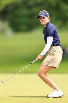 Nanna Koerstz Madsen of Denmark reacts to her putt on the ninth green during the second round of the 2026 KPMG Women s PGA, Golf Herren Championship at Hazeltine National Golf Club on June 26, 2026 in Chaska, Minnesota. CSM. Chaska USA - ZUMAc04_ 20260626_zma_c04_144 Copyright: xStevenxGarciax