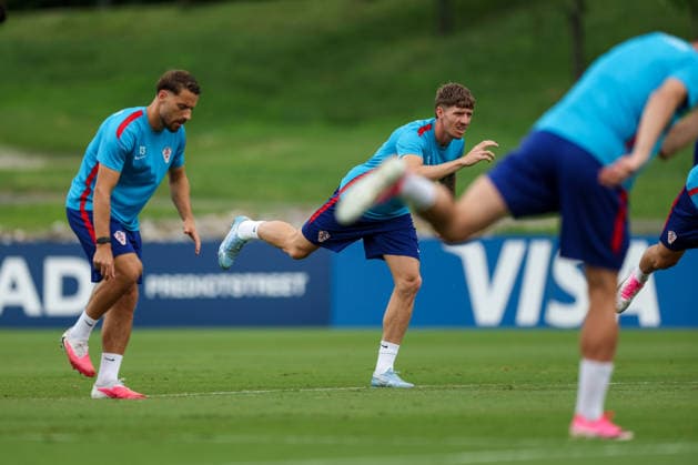 Croatia Training And press conference, PK, Pressekonferenz - FIFA World Cup, WM, Weltmeisterschaft, Fussball 2026 Nikola Vlasic and Kristijan Jakic during the training session of Croatia one day ahead of the FIFA World Cup 2026 Group L match between Croatia and Ghana at Philadelphia Stadium on June 26, 2026 in Philadelphia, Pennsylvania, United States.  IgorxKralj PIXSELL