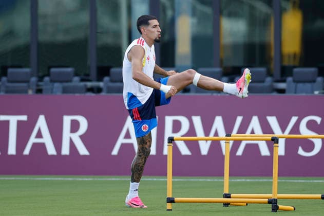 Daniel Munoz of Colombia in action during a training session during a training session in preparation for facing Portugal in the FIFA World Cup, WM, Weltmeisterschaft, Fussball 2026 at Inter Miami CF Stadium in Fort Lauderdale, USA, 26 June 2026. FIFA World Cup 2026 - Colombia training !ACHTUNG: NUR REDAKTIONELLE NUTZUNG!  Copyright: xAlbertoxEstevezx GR5533 20260626-55020723782_1
