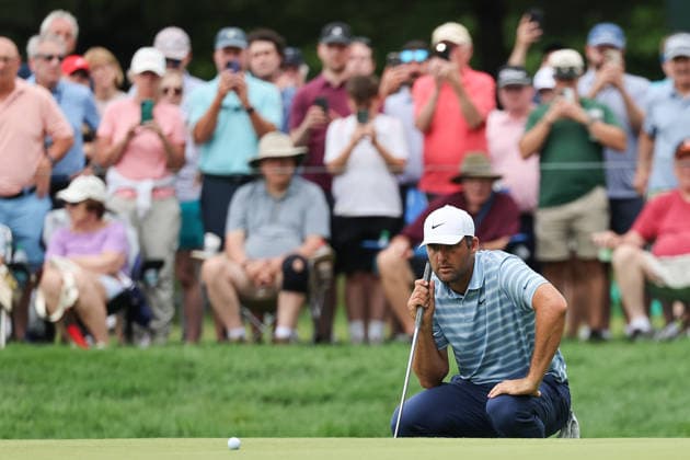 CROMWELL, CT - JUNE 26: Scottie Scheffler on the seventh hole during the second round of the Travelers Championship 2026 at TPC River Highlands on June 26, 2026 in Cromwell, Connecticut. (Photo by Andrew Mordzynski Icon Sportswire) GOLF: JUN 26 PGA, Golf Herren Travelers Championship EDITORIAL USE ONLY Icon2606268033442