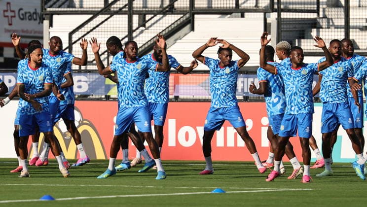 FIFA World Cup, WM, Weltmeisterschaft, Fussball 2026 - DR Congo training session DR Congo national soccer team players attend a training session in Kennesaw, Georgia, USA, 26 June 2026. DR Congo faces Uzbekistan on 27 June in a FIFA World Cup 2026 Group K match. KENNESAW United States  Copyright: xRONALDxWITTEKx