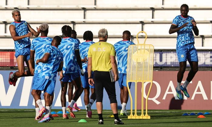 FIFA World Cup, WM, Weltmeisterschaft, Fussball 2026 - DR Congo training session DR Congo national soccer team players attend a training session in Kennesaw, Georgia, USA, 26 June 2026. DR Congo faces Uzbekistan on 27 June in a FIFA World Cup 2026 Group K match. KENNESAW United States  Copyright: xRONALDxWITTEKx