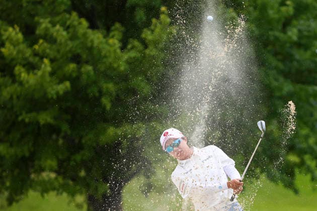 June 26, 2026, Chaska, Minnesota, United States: HYO JOO KIM observes her bunker shot at hole two. This is the second day of the 2026 KPMG WomenÃ¢â‚¬â ¢s PGA, Golf Herren Championship at Hazeltine National Golf Course in Chaska Minnesota. Chaska United States - ZUMAt166 20260626_zsp_t166_144 Copyright: xMichaelxTurnerx