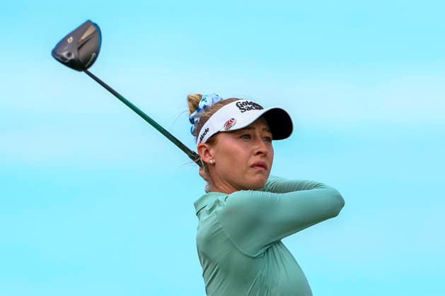 June 26, 2026, Chaska, Minnesota, United States: NELLY KORDA watches her drive from the tee box at hole three. This is the second day of the 2026 KPMG WomenÃ¢â‚¬â ¢s PGA, Golf Herren Championship at Hazeltine National Golf Course in Chaska Minnesota. Chaska United States - ZUMAt166 20260626_zsp_t166_147 Copyright: xMichaelxTurnerx