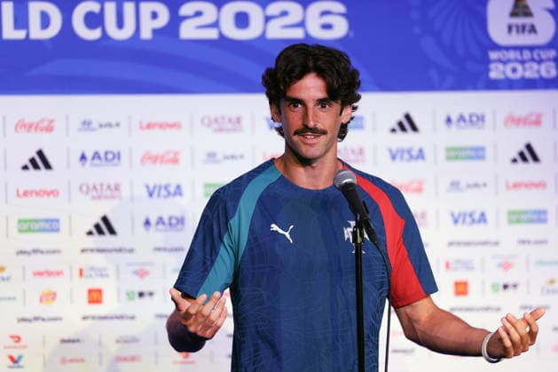 FIFA World Cup, WM, Weltmeisterschaft, Fussball 2026 - Portugal press conference, PK, Pressekonferenz Portugal national soccer team player Francisco Trincao speaks during a press conference at the training site at Garden District Park ahead of the FIFA World Cup 2026 in Palm Beach, Florida, USA, 27 June 2026. Palm Beach Florida United States  Copyright: xMIGUELxA.xLOPESx