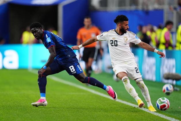Cape Verde v Saudi Arabia - FIFA World Cup, WM, Weltmeisterschaft, Fussball 2026 - Group H HOUSTON, USA - JUNE 26: Joao Paulo Fernandes (8) of Cape Verde in action againstSultan Mandash (20) of Saudi Arabia during the FIFA World Cup 2026 Group H match between Cape Verde and Saudi Arabia at Houston Stadium on June 26, 2026 in Houston, Texas. Hakan Akgun Anadolu Texas United States. Editorial use only. Please get in touch for any other usage.  Copyright: x2026xAnadoluxHakanxAkgunx