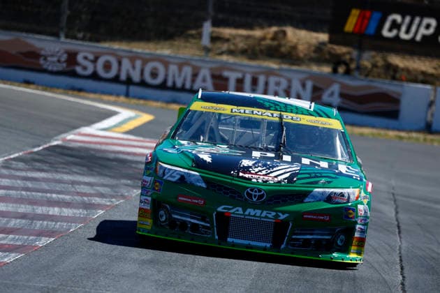SONOMA, CA - JUNE 26: Mia Lovell ( 15 Pine Health Toyota) in second place during the General Tire 150 ARCA Menards Series West race on June 26, 2026, at Sonoma Raceway in Sonoma, CA. (Photo by Jeff Speer Sonoma Raceway Icon Sportswire) AUTO: JUN 26 ARCA Menards Series West General Tire 150 EDITORIAL USE ONLY Icon2606262079