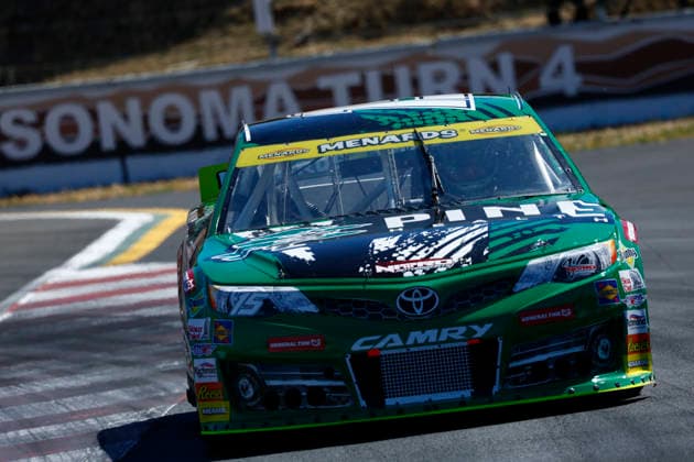 SONOMA, CA - JUNE 26: Mia Lovell ( 15 Pine Health Toyota) in second place during the General Tire 150 ARCA Menards Series West race on June 26, 2026, at Sonoma Raceway in Sonoma, CA. (Photo by Jeff Speer Sonoma Raceway Icon Sportswire) AUTO: JUN 26 ARCA Menards Series West General Tire 150 EDITORIAL USE ONLY Icon2606262143