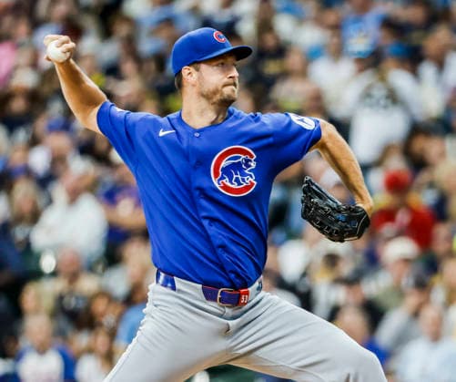 Chicago Cubs starting pitcher Colin Rea throws in the first inning of the MLB, Baseball Herren, USA game between the Chicago Cubs and the Milwaukee Brewers at American Family Field in Milwaukee, Wisconsin on Friday, June 26, 2026.  MIL20260626805 TANNENxMAURY