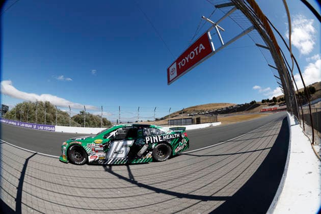SONOMA, CA - JUNE 26: Mia Lovell ( 15 Pine Health Toyota) in second place during the General Tire 150 ARCA Menards Series West race on June 26, 2026, at Sonoma Raceway in Sonoma, CA. (Photo by Jeff Speer Sonoma Raceway Icon Sportswire) AUTO: JUN 26 ARCA Menards Series West General Tire 150 EDITORIAL USE ONLY Icon2606263997