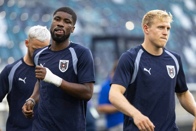 SOCCER - FIFA World Cup, WM, Weltmeisterschaft, Fussball 2026 KANSAS CITY,KANSAS,USA,26.JUN.26 - SOCCER - FIFA World Cup 2026, group stage, Algeria vs Austria, preview, training team AUT. Image shows Marko Arnautovic, Kevin Danso and Xaver Schlager (AUT).  GEPAxpictures xArminxRauthner