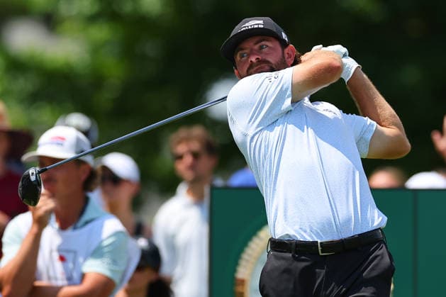 CROMWELL, CT - JUNE 26: Cameron Young of the United States tees off at the first tee during the second round of the PGA, Golf Herren Travelers Championship at TPC River Highlands on June 26, 2026 in Cromwell, Connecticut. (Photo by Rich Graessle Icon Sportswire) GOLF: JUN 26 PGA Travelers Championship EDITORIAL USE ONLY Icon260626277362