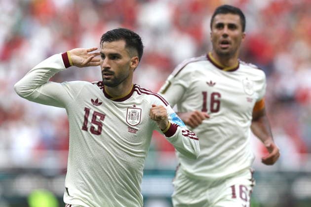FIFA World Cup, WM, Weltmeisterschaft, Fussball 2026 - Group H - Uruguay vs Spain Alex Baena (L) of Spain celebrates after scoring a goal during the FIFA World Cup 2026 group stage match Uruguay against Spain in Guadalajara, Mexico, 26 June 2026. GUADALAJARA Mexico  Copyright: xALEXxCRUZx