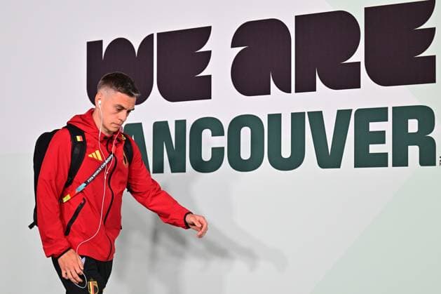 Belgium s Leandro Trossard arrives for a soccer game between Belgian national team, Nationalteam Red Devils and New Zealand, on Friday 26 June 2026, at the BC Place Vancouver stadium in Vancouver, Canada, the third game in the group stage of the FIFA World Cup, WM, Weltmeisterschaft, Fussball 2026. The Diables Rouges - Rode Duivels were drawn into Group G. DIRKxWAEM  x179486337x
