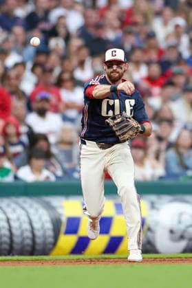 June 26, 2026: Cleveland Guardians third baseman Daniel Schneemann (10) throws to first after scooping up a ground ball during the sixth inning of the Major League Baseball game between the Seattle Mariners and Cleveland Guardians at Progressive Field in Cleveland, Ohio. CSM Cleveland United States of America - ZUMAc04_ 20260626_zma_c04_242 Copyright: xBrianxFisherx