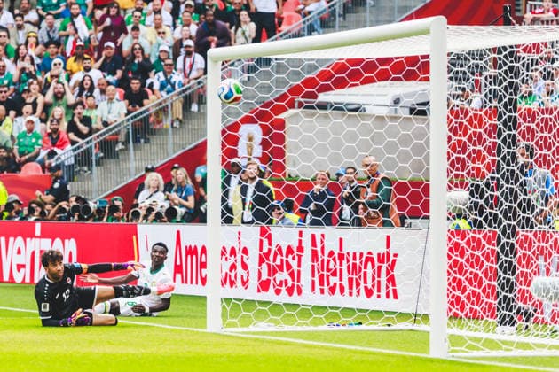 TORONTO, ON - JUNE 26: Midfielder Lamine Camara (8) of Senegal and goalkeeper Jalal Hassan (12) of Iraq are seen during the second half of the FIFA World Cup, WM, Weltmeisterschaft, Fussball 2026 Group I match between Senegal and Iraq on June 26, 2026, at Toronto Stadium in Toronto, ON. (Photo by Mathew Tsang Icon Sportswire) SOCCER: JUN 26 FIFA World Cup 26 Group I - Senegal vs Iraq EDITORIAL USE ONLY Icon260626019