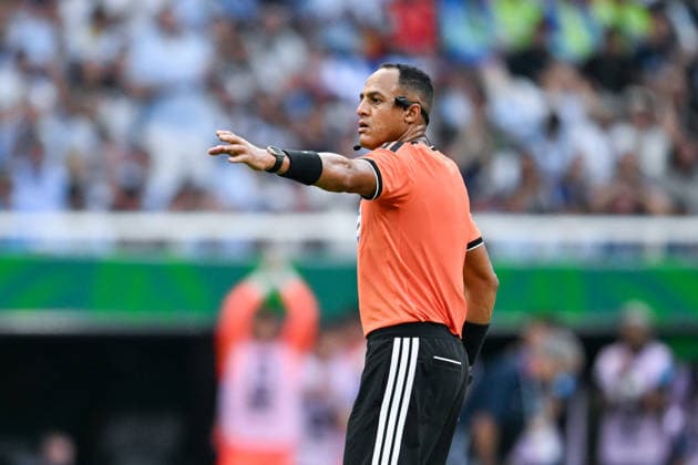 The Referee Ismail Elfath gestures during a FIFA Men’s World Cup 2026 Group Stage football match between Uruguay and Spain at Guadalajara Stadium, in Guadalajara on June 26th 2026 (Photo by Nayra Halm SPP)  Copyright: xNayraxHalm SPPx Sportspressphoto_SPR177875