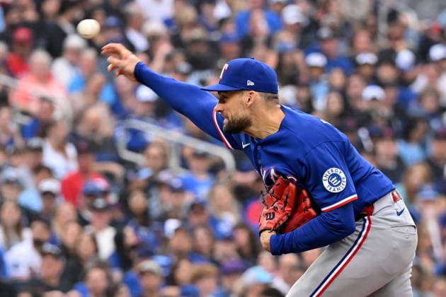 June 26, 2026, Toronto, On, Canada: Texas Rangers starting pitcher Nathan Eovaldi (17) throws to a Toronto Blue Jays batter during first inning MLB, Baseball Herren, USA baseball action in Toronto on Friday June 26, 2026. Canada News - June 26, 2026  - ZUMAc35_ 20260626_zaf_c35_253 Copyright: xJonxBlackerx