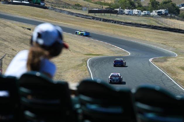 SONOMA, CA JUNE 26: Fans watch as cars race towards turn 3 during the ARCA Menards Series West General Tire 150 on June 26, 2026, at Sonoma Raceway in Sonoma, CA. (Photo by Chris Williams Sonoma Raceway Icon Sportswire) AUTO: JUN 26 ARCA Menards Series West General Tire 150 EDITORIAL USE ONLY Icon0072606260130