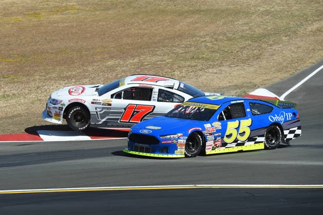 SONOMA, CA JUNE 26: Taylor Mayhew ( 17 MMI Chevrolet) goes airborne on the turn 4 curb during the ARCA Menards Series West General Tire 150 on June 26, 2026, at Sonoma Raceway in Sonoma, CA. (Photo by Chris Williams Sonoma Raceway Icon Sportswire) AUTO: JUN 26 ARCA Menards Series West General Tire 150 EDITORIAL USE ONLY Icon0072606260137