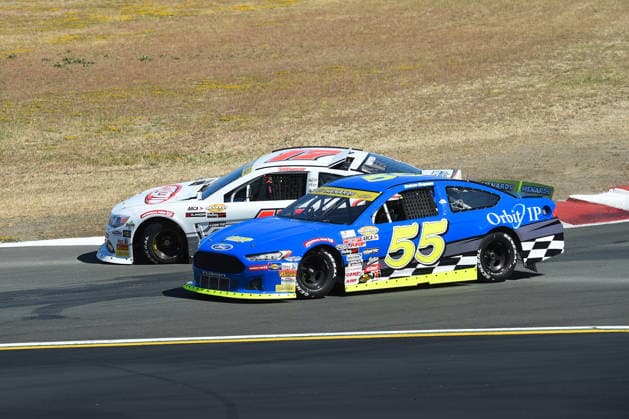 SONOMA, CA JUNE 26: Taylor Mayhew ( 17 MMI Chevrolet) goes airborne on the turn 4 curb during the ARCA Menards Series West General Tire 150 on June 26, 2026, at Sonoma Raceway in Sonoma, CA. (Photo by Chris Williams Sonoma Raceway Icon Sportswire) AUTO: JUN 26 ARCA Menards Series West General Tire 150 EDITORIAL USE ONLY Icon0072606260139