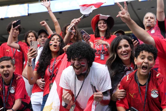 Egyptian fans cheer before a Group G match at the 2026 FIFA World Cup, WM, Weltmeisterschaft, Fussball between Egypt and Iran at Lumen Field in Seattle, United States, 26 June 2026. FIFA World Cup 2026 - Group G - Egypt vs Iran !ACHTUNG: NUR REDAKTIONELLE NUTZUNG!  Copyright: xOmarxAlonsox AME5023 20260627-55020724670_1