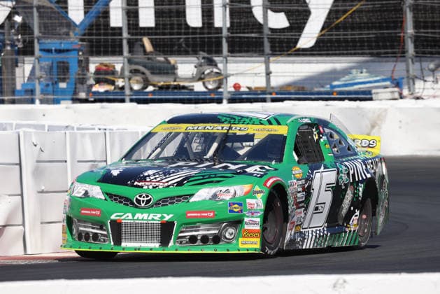 SONOMA, CA - JUNE 26: Mia Lovell* ( 15 Pine Health Toyota) in second place in turn 11 late in the race during the General Tire 150 ARCA Menards Series West race on June 26, 2026, at Sonoma Raceway in Sonoma, CA. (Photo by Marc Sanchez Sonoma Raceway Icon Sportswire) AUTO: JUN 26 ARCA Menards Series West General Tire 150 EDITORIAL USE ONLY Icon14426006266049