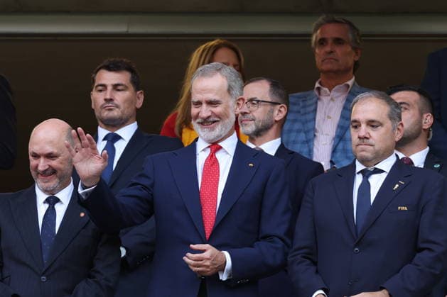FIFA World Cup, WM, Weltmeisterschaft, Fussball 2026 - Group H - Uruguay vs Spain King Felipe VI (C) of Spain reacts prior to the the FIFA World Cup 2026 group stage match Uruguay against Spain in Guadalajara, Mexico, 26 June 2026. GUADALAJARA Mexico  Copyright: xALEXxCRUZx