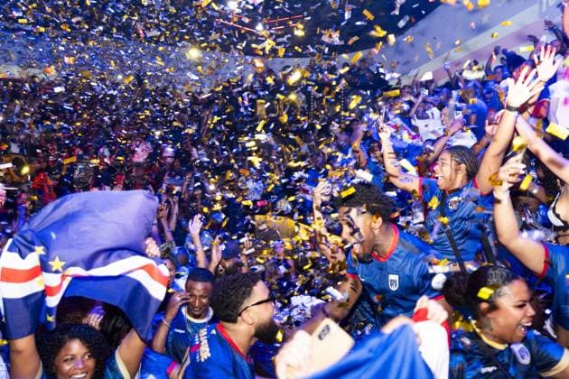 Football, 2026 FIFA World Cup, Cape Verde fans celebrate in Rotterdam