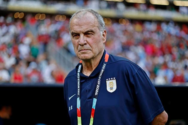 June 26, 2026, Guadalajara, Jalisco, Mexico: Marcelo Bielsa, head coach of the Uruguay looks on during the match between Uruguay and Spain for the 3st round of the group H of the FIFA World Cup, WM, Weltmeisterschaft, Fussball 2026, at Guadalajara Stadium, in Guadalajara, Mexico on June 26, 2026. Photo: DiaEsportivo Guadalajara Mexico - ZUMAh208 20260626_zsp_h208_042 Copyright: xHeulerxAndreyx