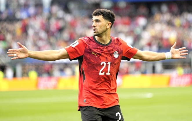 FIFA World Cup, WM, Weltmeisterschaft, Fussball 2026 - Group G - Egypt vs Iran Mahmoud Saber of Egypt celebrates after scoring the opening goal during the FIFA World Cup 2026 group stage match Egypt against Iran, in Seattle, USA, 26 June 2026. SEATTLE United States  Copyright: xSTEPHENxBRASHEARx
