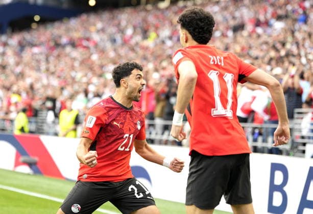 FIFA World Cup, WM, Weltmeisterschaft, Fussball 2026 - Group G - Egypt vs Iran Mahmoud Saber (L) of Egypt celebrates after scoring the opening goal during the FIFA World Cup 2026 group stage match Egypt against Iran, in Seattle, USA, 26 June 2026. SEATTLE United States  Copyright: xSTEPHENxBRASHEARx