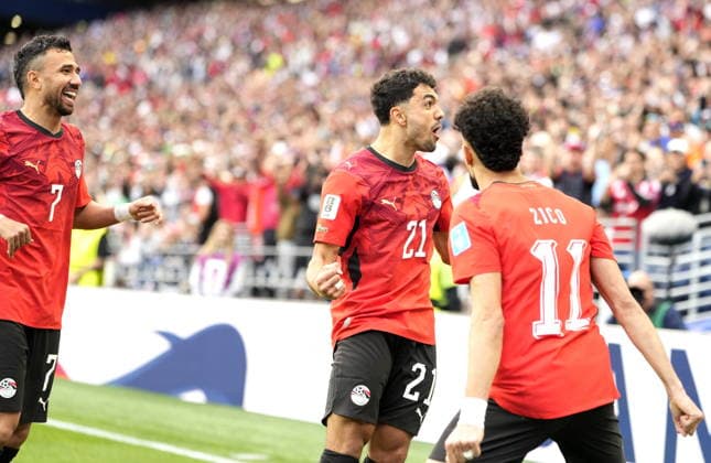 FIFA World Cup, WM, Weltmeisterschaft, Fussball 2026 - Group G - Egypt vs Iran Mahmoud Saber (C) of Egypt celebrates after scoring the opening goal during the FIFA World Cup 2026 group stage match Egypt against Iran, in Seattle, USA, 26 June 2026. SEATTLE United States  Copyright: xSTEPHENxBRASHEARx