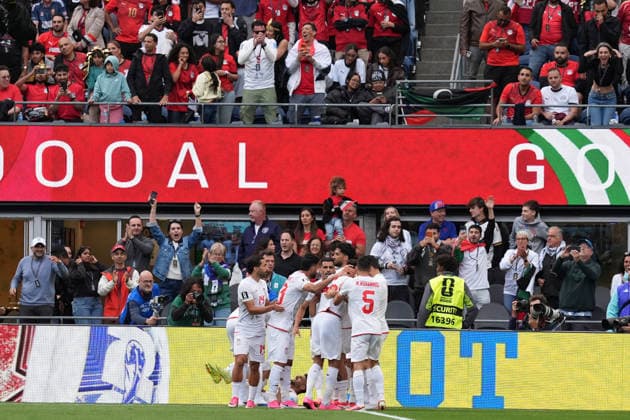 Iranian players celebrate a goal during a Group G match at the 2026 FIFA World Cup, WM, Weltmeisterschaft, Fussball between Egypt and Iran at Lumen Field in Seattle, United States, 26 June 2026. FIFA World Cup 2026 - Group G - Egypt vs Iran !ACHTUNG: NUR REDAKTIONELLE NUTZUNG!  Copyright: xOmarxAlonsox AME5069 20260627-55020724947_1