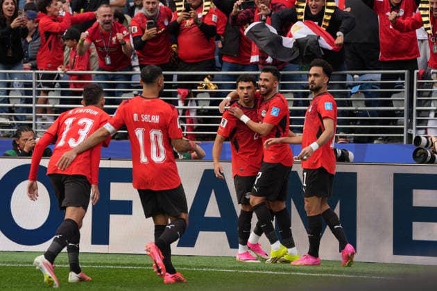 Egyptian players celebrate a goal during a Group G match at the 2026 FIFA World Cup, WM, Weltmeisterschaft, Fussball between Egypt and Iran at Lumen Field in Seattle, United States, 26 June 2026. FIFA World Cup 2026 - Group G - Egypt vs Iran !ACHTUNG: NUR REDAKTIONELLE NUTZUNG!  Copyright: xOmarxAlonsox AME5061 20260627-55020724949_1