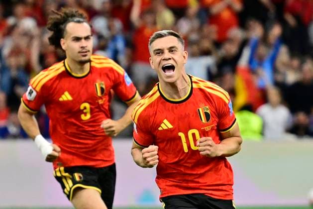 New Zealand vs Belgium - FIFA World Cup, WM, Weltmeisterschaft, Fussball 2026 VANCOUVER, CANADA - JUNE 26 : Trossard Leandro forward of Belgium celebrating scoring a goal during the FIFA World Cup 2026 Group G match between New Zealand and Belgium at the BC Place Stadium on June 26, 2026 in Vancouver, Canada, 26 06 2026 Vancouver Canada  Copyright: xJanxDexMeuleneirx
