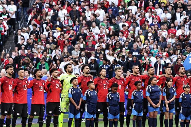 Egypt v Iran - FIFA World Cup, WM, Weltmeisterschaft, Fussball 2026 - Group G SEATTLE, USA - JUNE 26: Players of Egypt sing the national anthem prior the 2026 FIFA World Cup First Stage Group G match between Egypt and IR Iran at Lumen Field (Seattle Stadium) in Seattle, Washington, United States on June 26, 2026. Samah Zidan Anadolu Washington United States. Editorial use only. Please get in touch for any other usage.  Copyright: x2026xAnadoluxSamahxZidanx