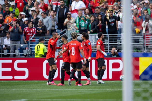Egypt v Iran - FIFA World Cup, WM, Weltmeisterschaft, Fussball 2026 - Group G SEATTLE, USA - JUNE 26: Mahmoud Saber (21) of Egypt celebrates with teammates after scoring a goal during the 2026 FIFA World Cup First Stage Group G match between Egypt and IR Iran at Lumen Field (Seattle Stadium) in Seattle, Washington, United States on June 26, 2026. Samah Zidan Anadolu Washington United States. Editorial use only. Please get in touch for any other usage.  Copyright: x2026xAnadoluxSamahxZidanx