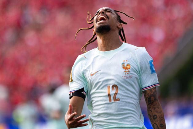 June 26, 2026; Foxborough, Massachusetts, USA; France forward Bradley Barcola (12) reacts during a FIFA World Cup, WM, Weltmeisterschaft, Fussball 2026 Group I match between Norway and France at Boston Stadium. (c) CSM - ZUMAc04_ 20260626_zma_c04_318 Copyright: xBurtxGranofskyx