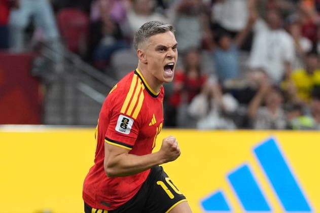 June 26, 2026, Vancouver, Bc, CANADA: Belgium s Leandro Trossard (10) celebrates a goal against New Zealand during the first half of a World Cup Group D soccer match, in Vancouver, on Friday, June 26, 2026. Canada News - June 26, 2026  - ZUMAc35_ 20260626_zaf_c35_340 Copyright: xEthanxCairnsx
