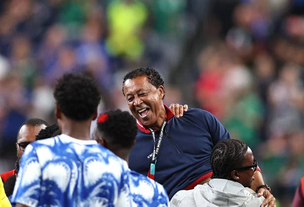 (260627) -- HOUSTON, June 27, 2026 -- Bubista, head coach of Cabo Verde, cheers after the group H match between Cabo Verde and Saudi Arabia at the 2026 FIFA World Cup, WM, Weltmeisterschaft, Fussball at Houston Stadium in Houston, the United States, June 26, 2026. ) (SP)U.S.-HOUSTON-FOOTBALL-FIFA WORLD CUP-GROUP H-CPV VS KSA LixMing 