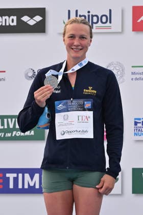 IPA86115107 - SJOESTROEM Sarah wins the silver medal in the women s 50-meter butterfly on the first day of the 62nd Settecolli International Swimming Trophy at the Foro Italico in Rome on June 26, 2026.  Copyright: xDomenicoxCippitelli IPAxSportx xx 86115107