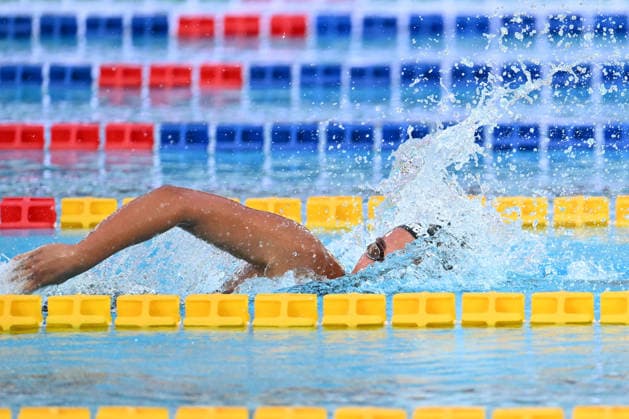 IPA86115120 - Sara Curtis wins the gold medal in the women s 50-meter backstroke on the first day of the 62nd Settecolli International Swimming Trophy at the Foro Italico in Rome on June 26, 2026.  Copyright: xDomenicoxCippitelli IPAxSportx xx 86115120